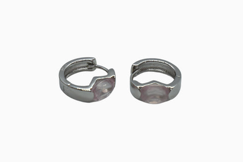 Divya दिव्या | Rosenquarz | Hoop | Silber | Rhodiniert
